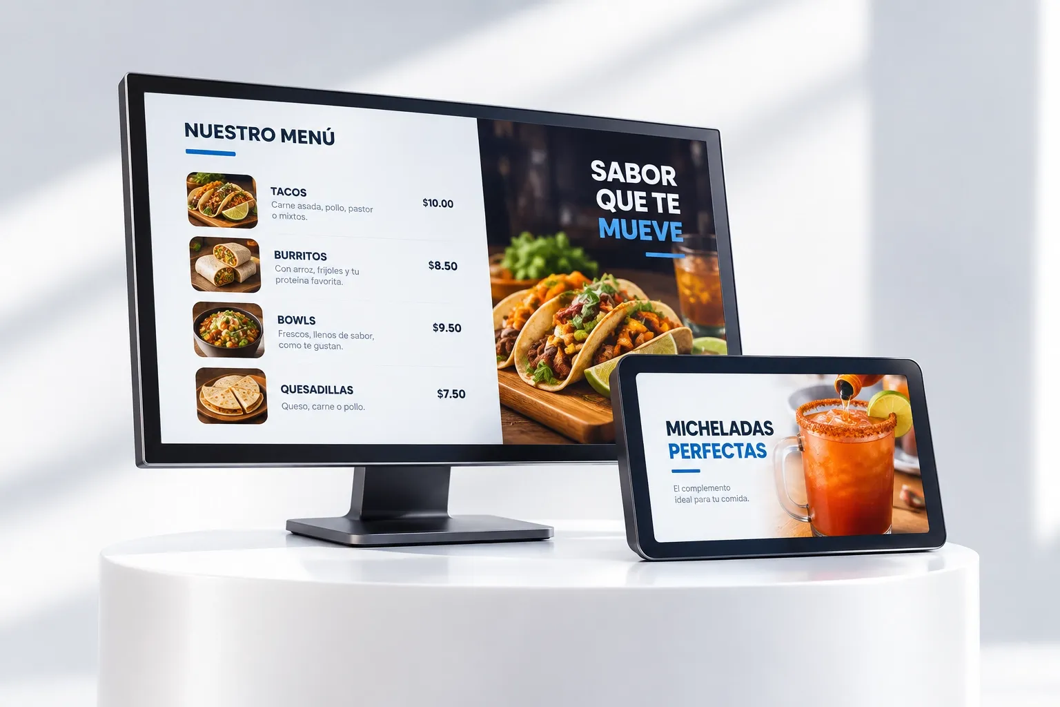 Pantallas digitales para menú de restaurante